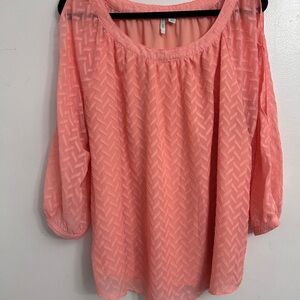Women's Peach Blouse with open split shoulders and arms